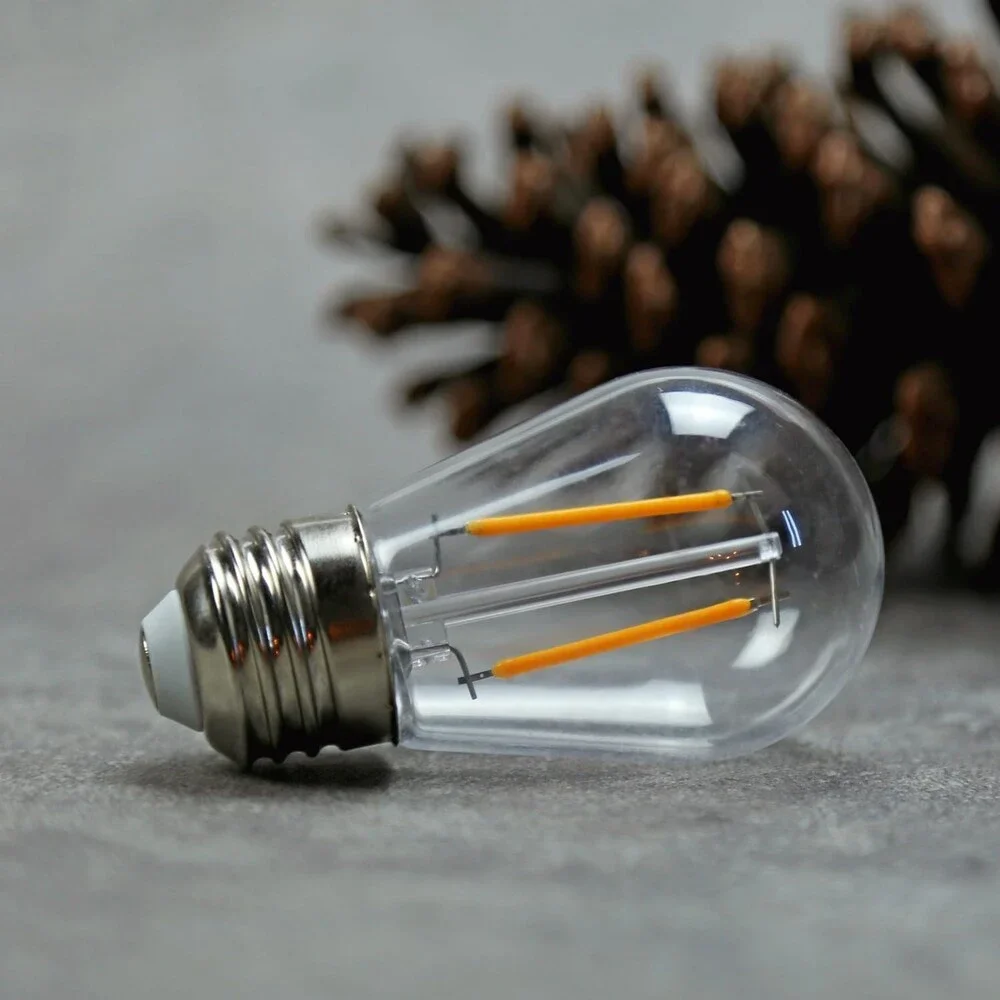LED S14 Edison Bulb 48 Pack 2W 150LM Shatterproof Outdoor Plastic E26 Base
